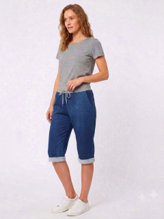 Dámské elegantní 3/4 tepláky tmavě modré vel.UNI-M/L